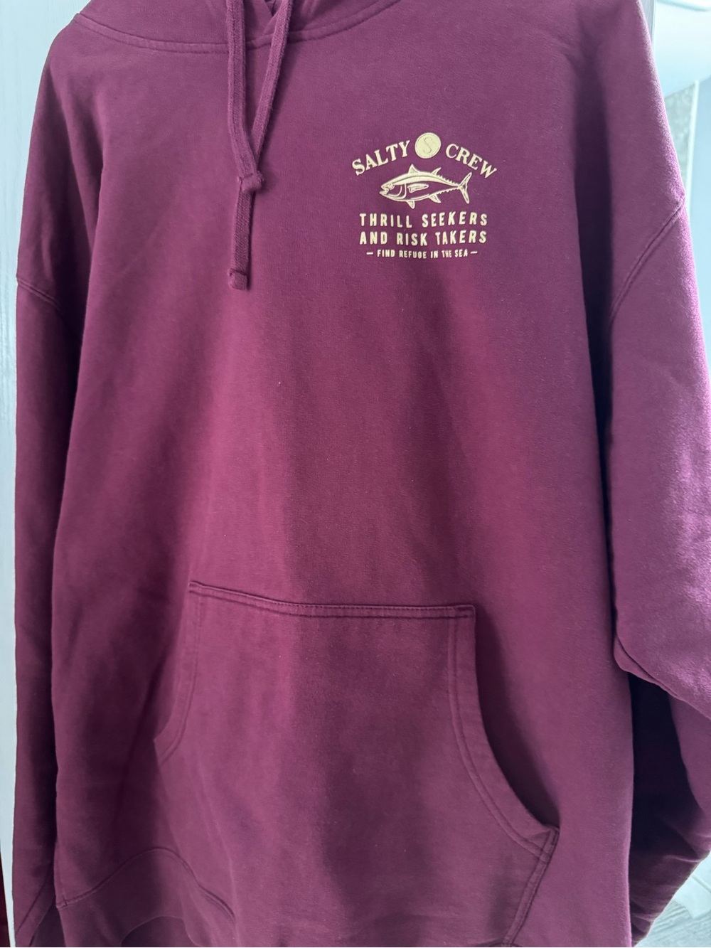 Salty Crew Maroon Pullover Hoodie with Chest Print